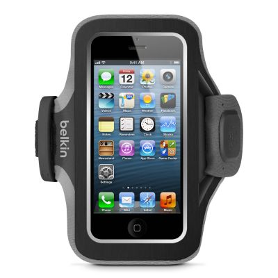 IGRMZZ1215 - Belkin Slim-Fit Carrying Case (Armband) for iPhone; iPod; Cable - Blacktop; Gravel