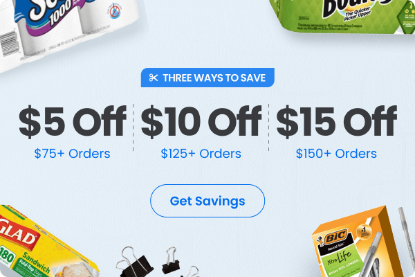 3 Ways to Save: $5 Off $75, $10 Off $125, or $15 Off $150 Orders