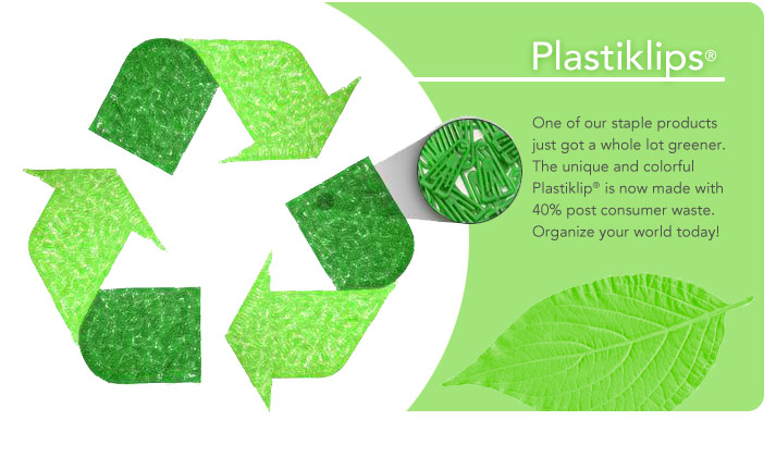 Plastiklips are now made with 40% post cosumer waste