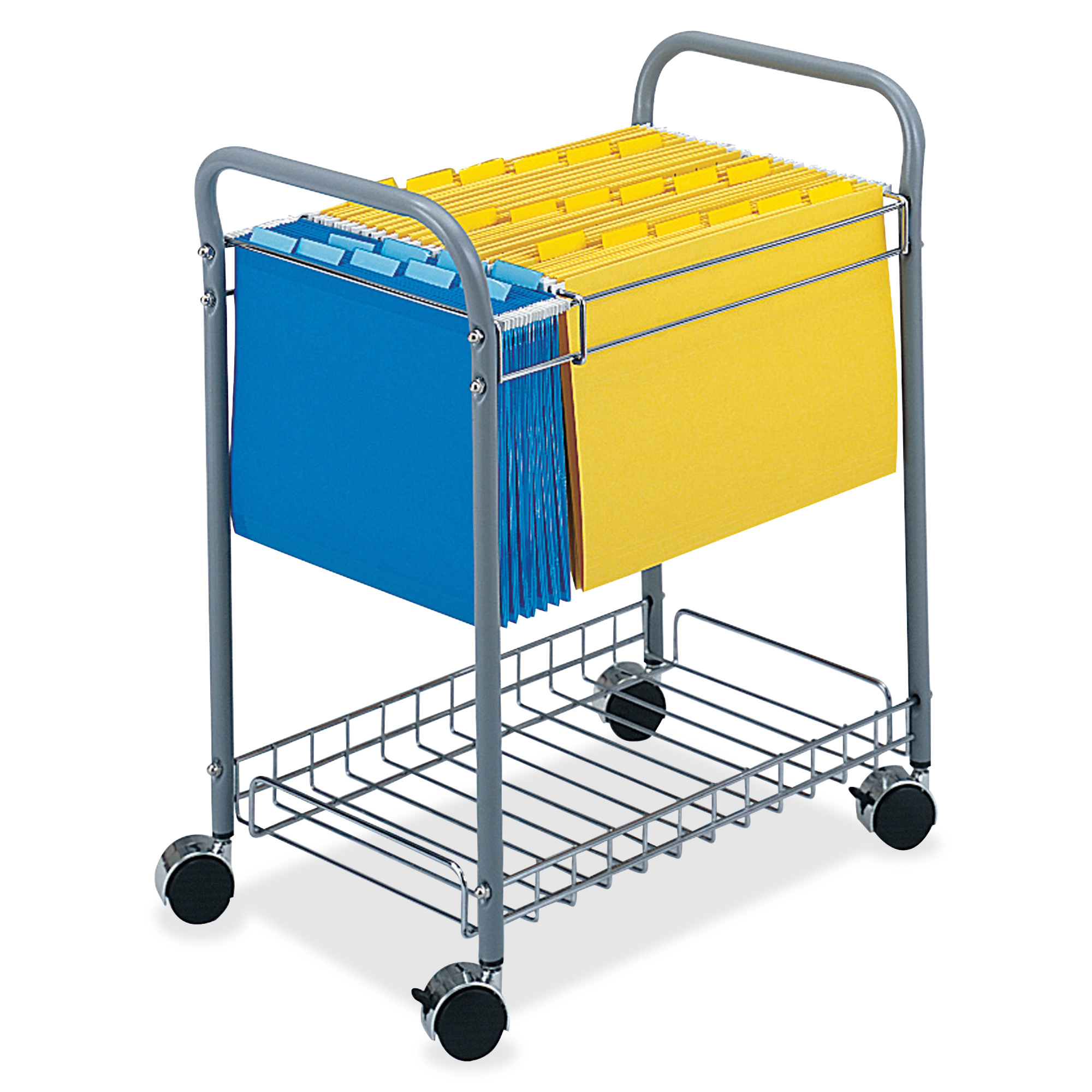 Safco Rolling Project File Rack, 12 Hanging Clamps, 21 x 13 3/4 x 24 3/