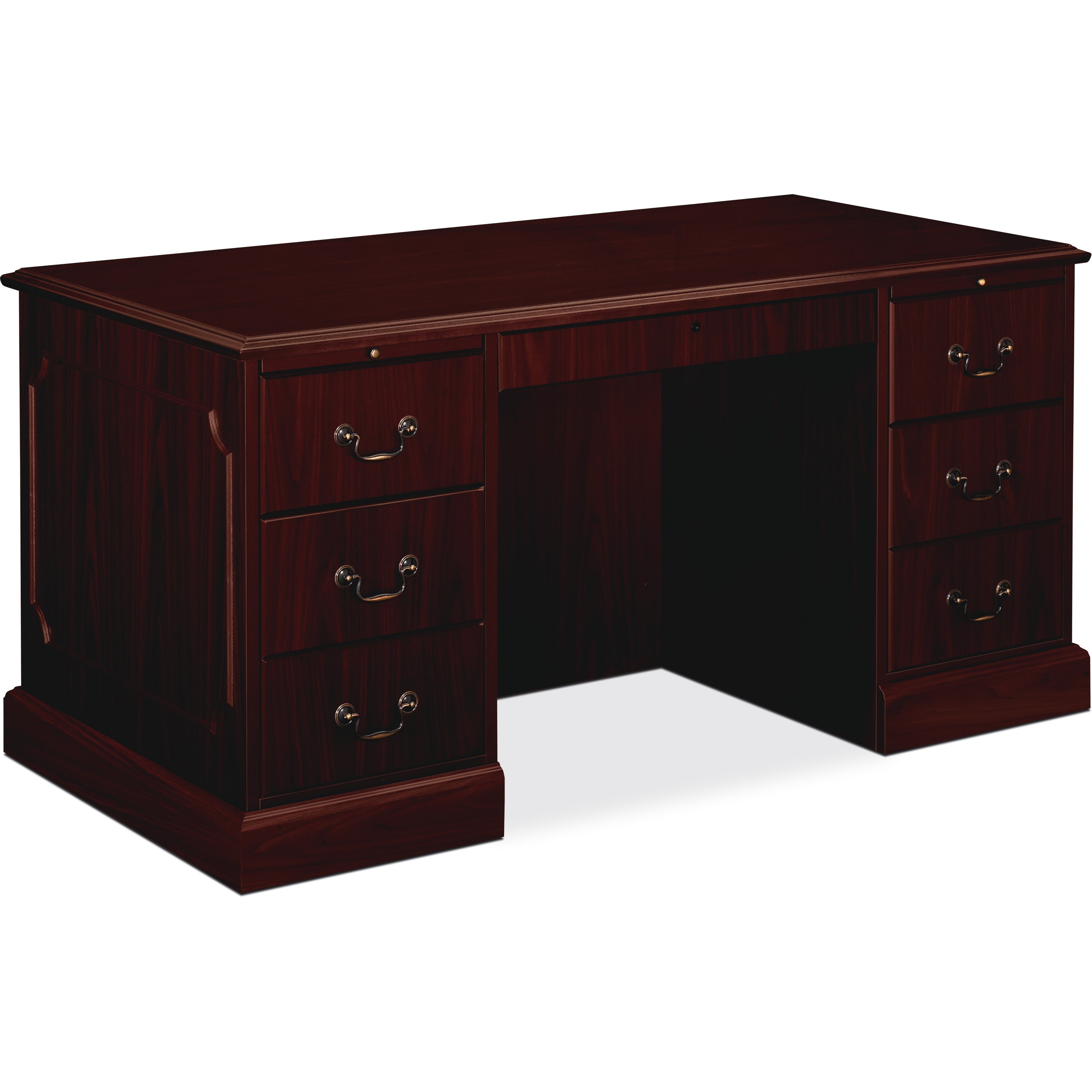 HON 94000 60"W DoublePedestal Computer Desk, Mahogany