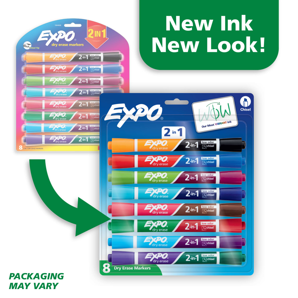 EXPO 2-in-1 Double-Sided Dry Erase Markers, Pack Of 8