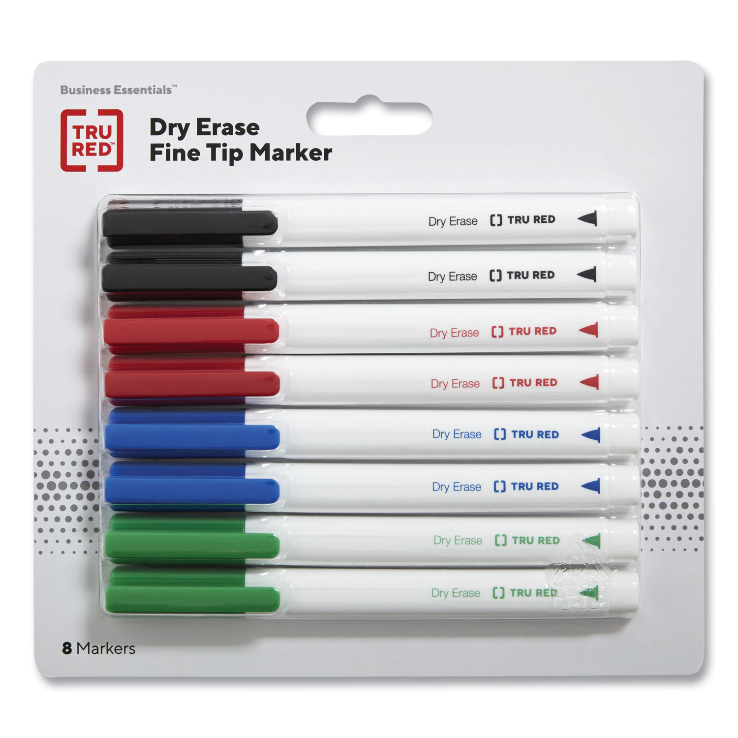 TRU RED Dry Erase Marker, PenStyle, Fine Bullet Tip, Four Assorted