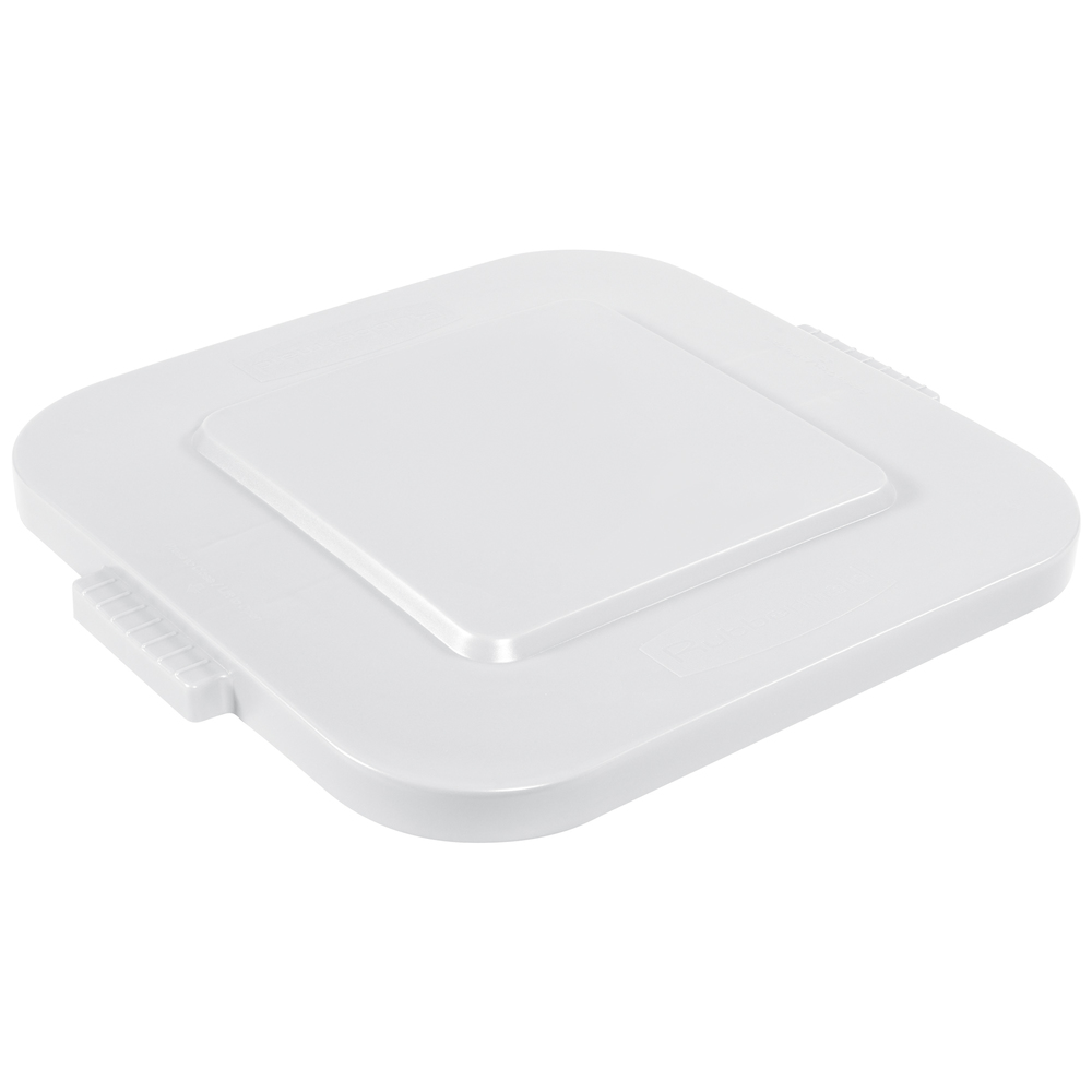 Rubbermaid Brute Square Trash Can Flat Lid 28 Gallon, White