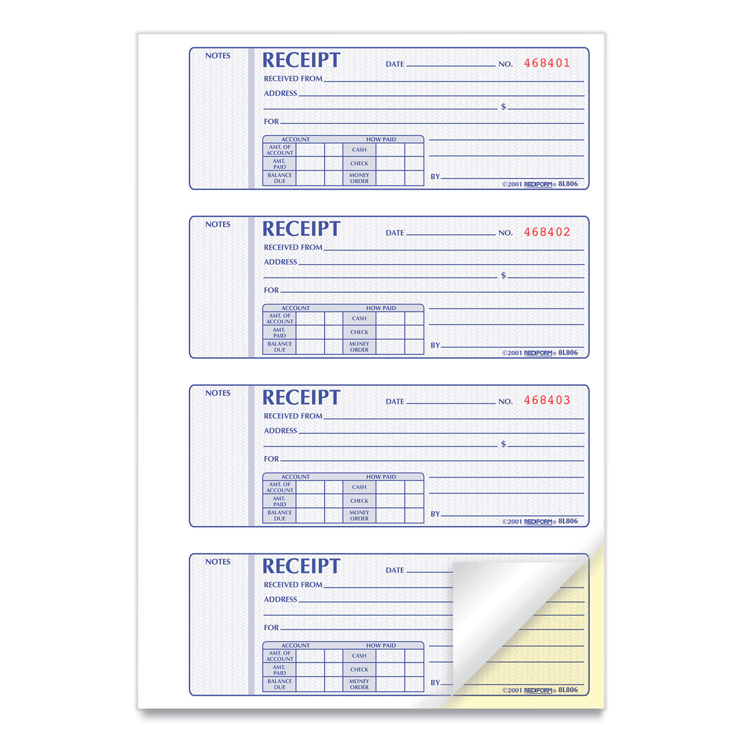 Rediform Receipt Money Collection Forms - 200 Sheet(s) - Book Bound - 2 ...