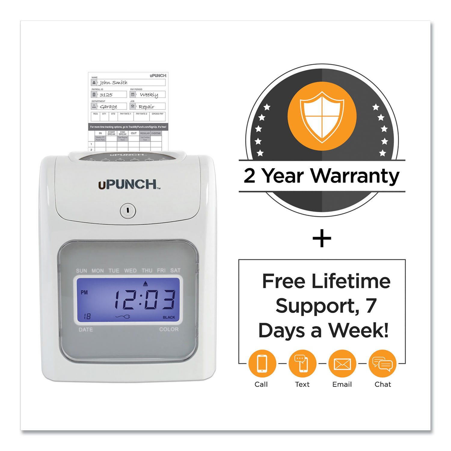 Upunch uPunch HN2500 Electronic Calculating Time Clock Bundle, Digital Display ...