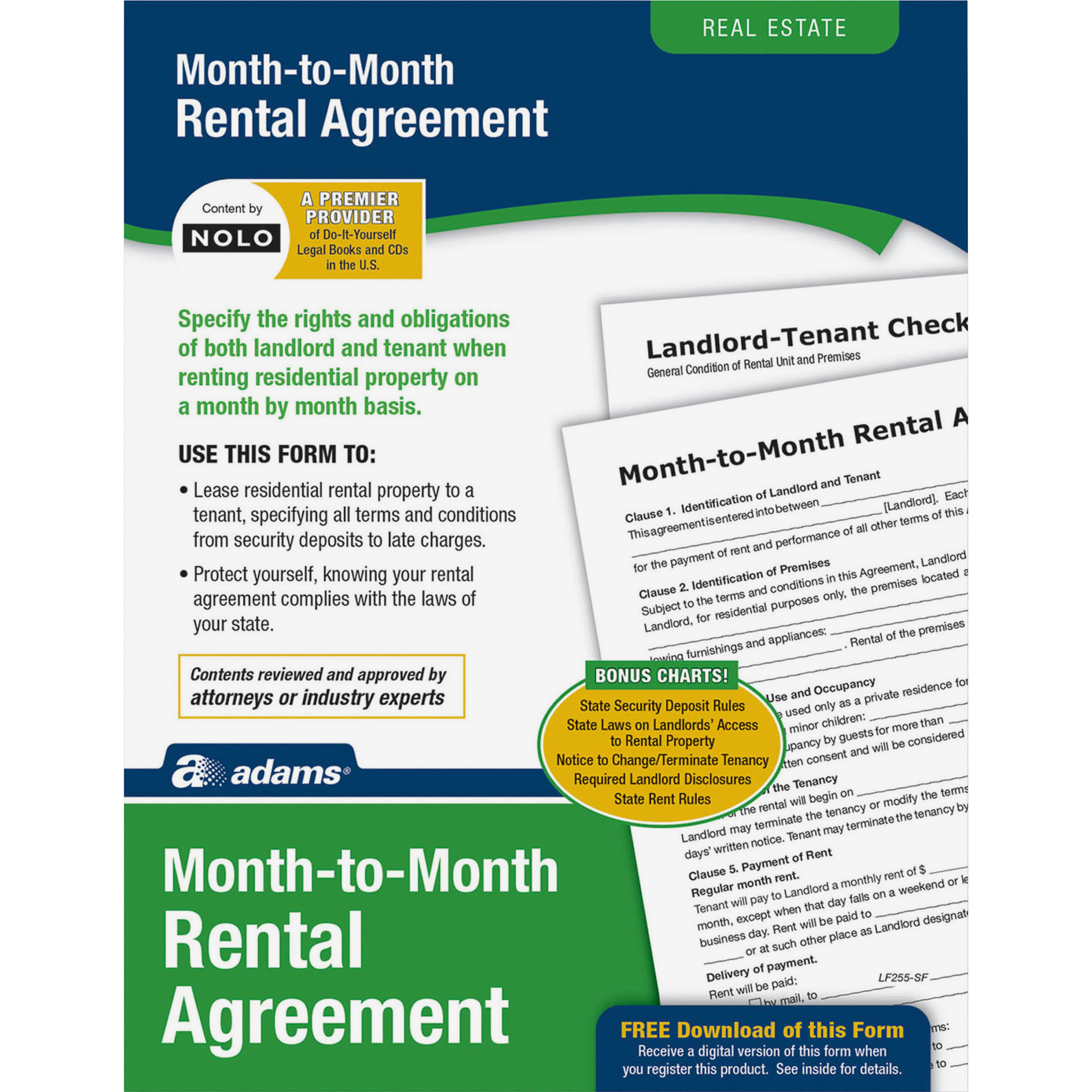 Adams Monthly Rental Agreement Form Set