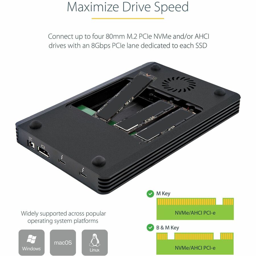 StarTech.com 4 Bay Thunderbolt 3 NVMe Enclosure, For M.2 NVMe SSD