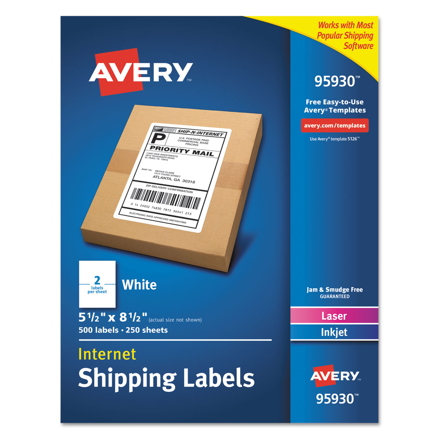 Avery White Shipping Labels-Bulk Packs, Inkjet/Laser Printers ...