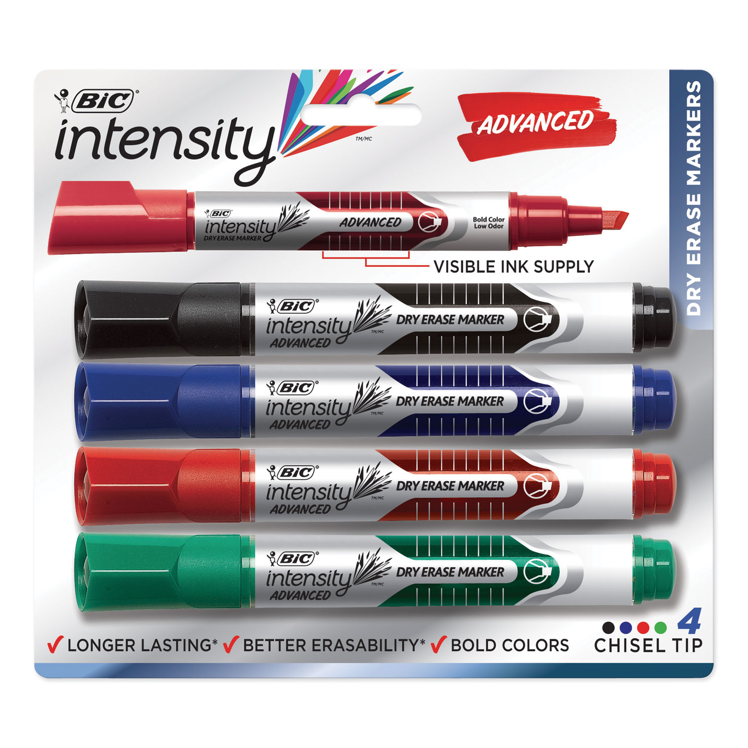 BIC Intensity Advanced Dry Erase Marker, TankStyle, Broad Chisel Tip
