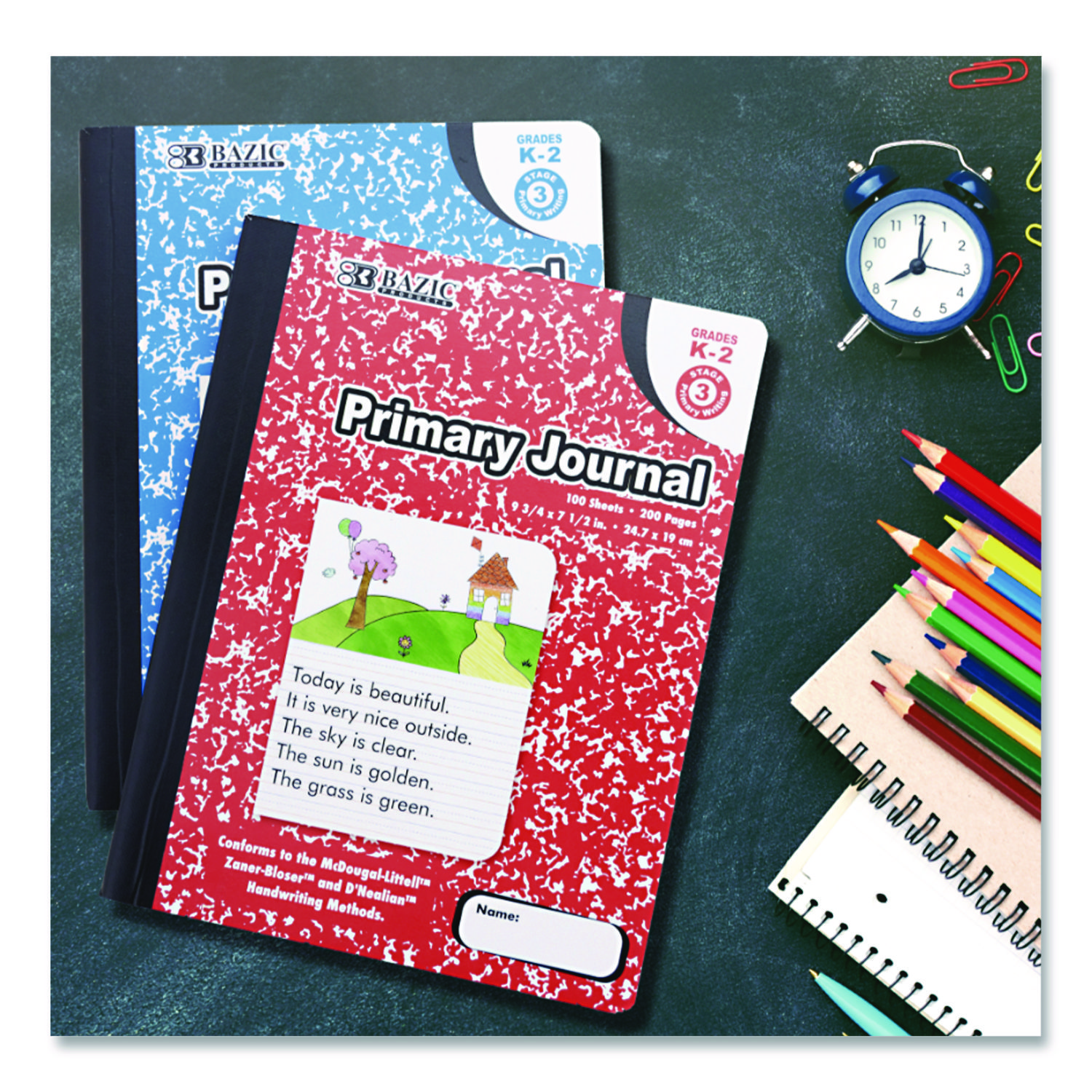 Primary Journal Pattern Illustrated Story Primary Journal, Stage 3 Manuscript Format, Black ...