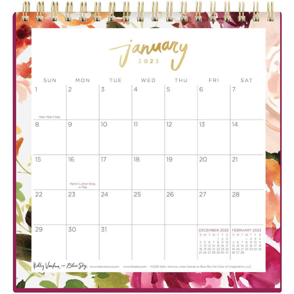 Blue Sky Monthly Desk Calendar With Stand 6 1 16 X 6 3 8 Orchid 