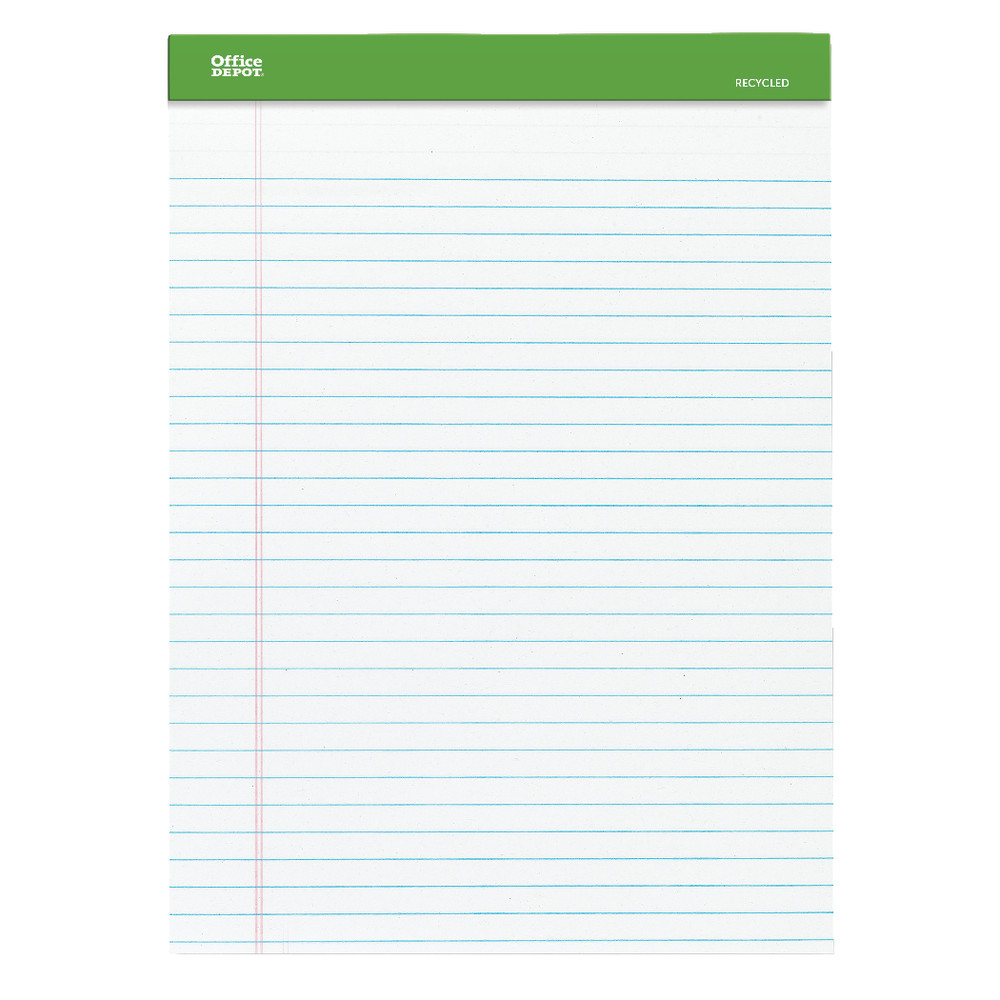 100 Recycled Perforated Legal Pads, 8 1/2" x 11 3/4", 50 Sheets White