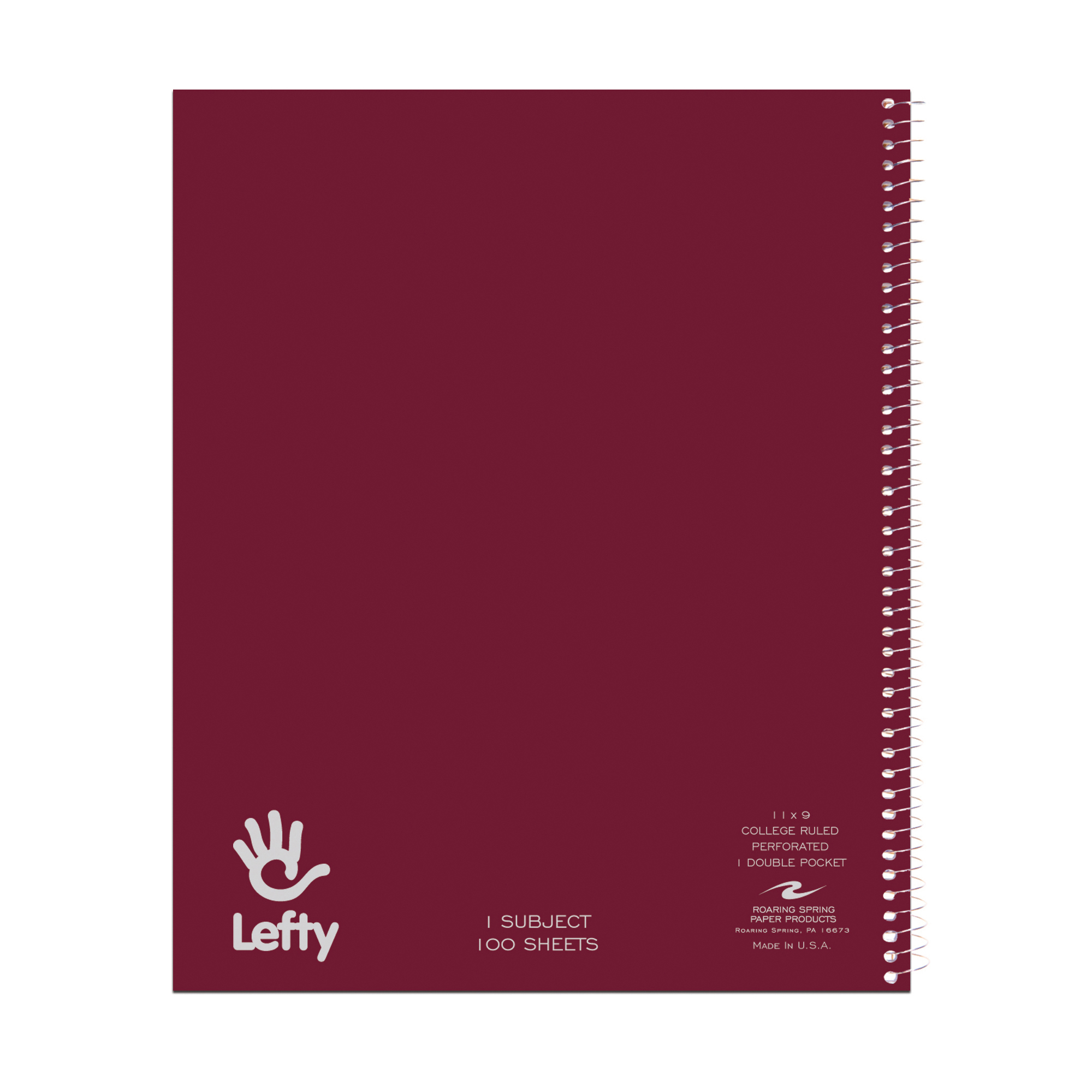 Roaring Spring Lefty 1 Subject College Ruled Left Handed Spiral