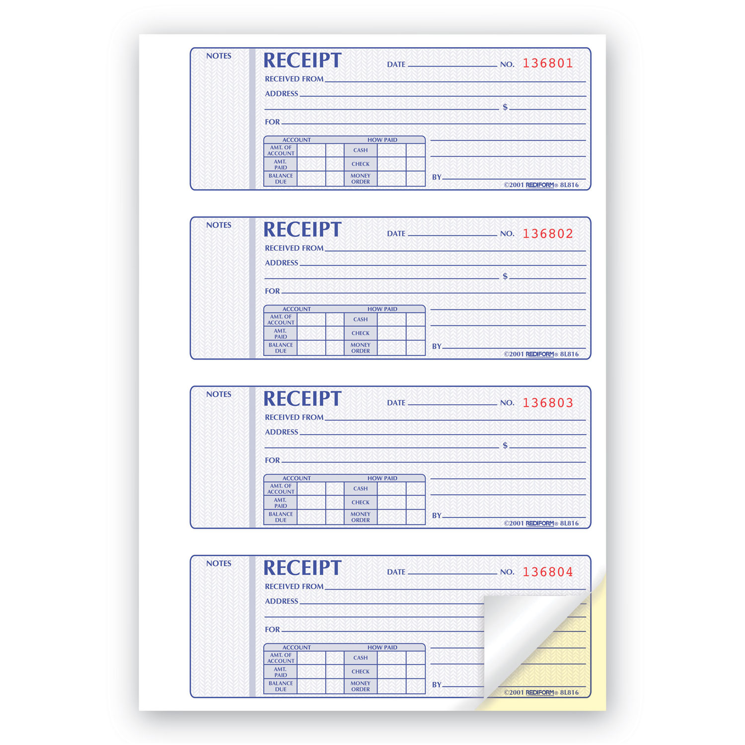 Rediform MRediform Money Receipt Collection Forms, 2-Part, Carbonless ...