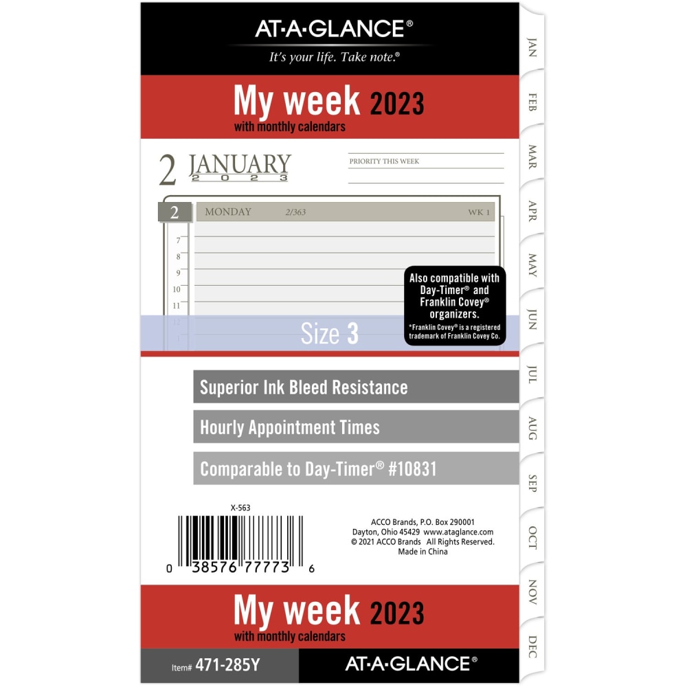 ATAGLANCE 2023 RY Weekly Monthly Planner Refill, LooseLeaf, Portable