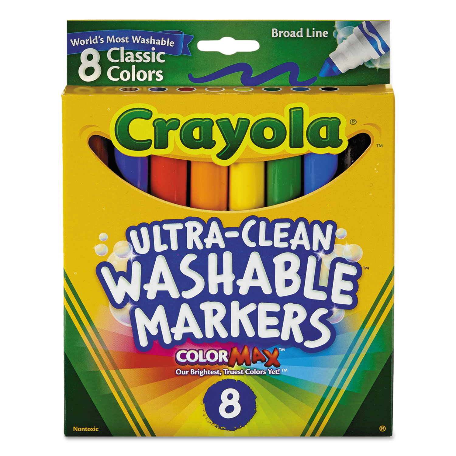 Crayola UltraClean Washable Markers, Broad Bullet Tip, Assorted Colors
