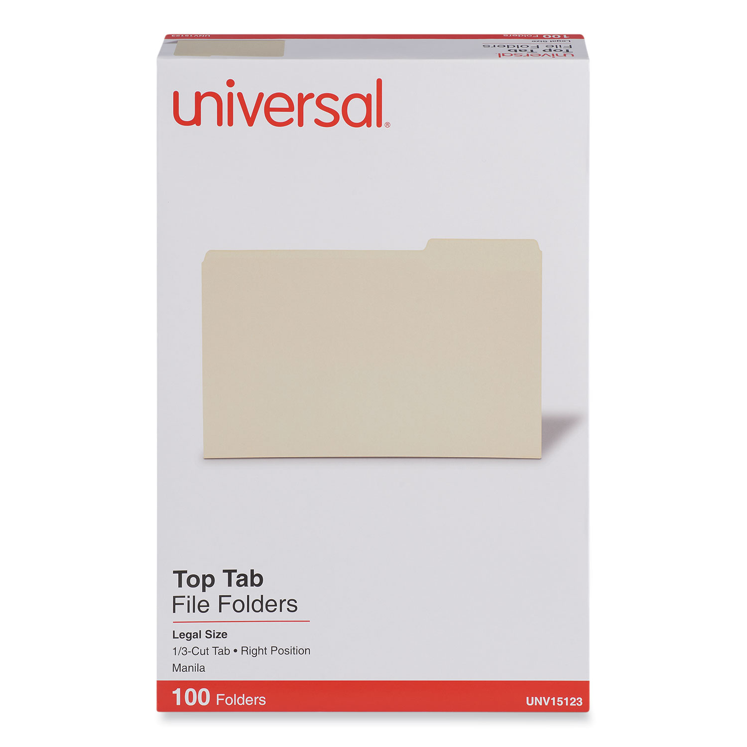 Universal Top Tab File Folders, 1/3-Cut Tabs: Right Position, Legal ...