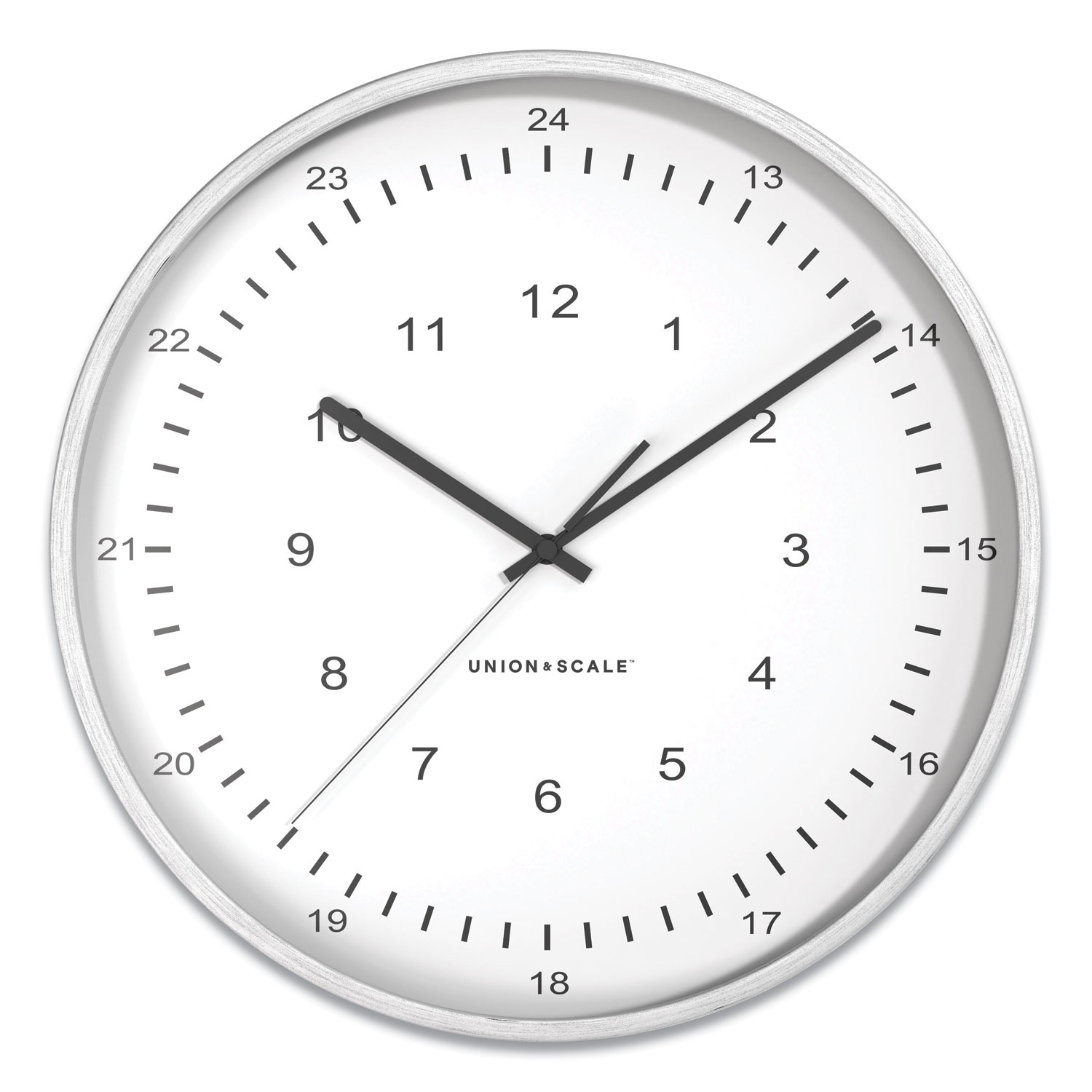 Union & Scale Essentials 12/24 Atomic Round Wall Clock, 12" Overall