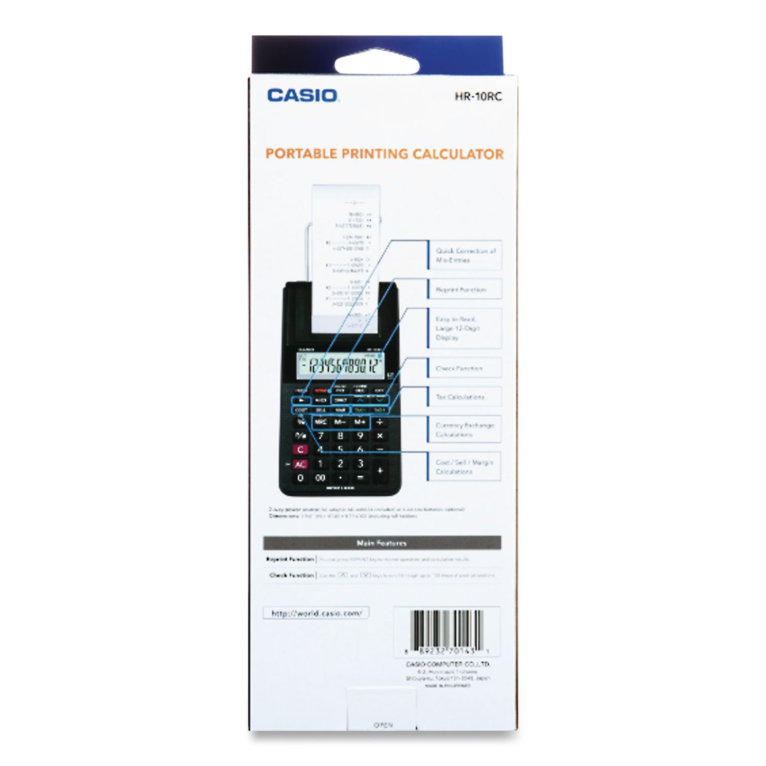 Casio HR-10RC Portable Printing Calculator | OfficeSupply.com