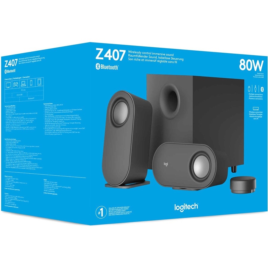 Logitech Z407 Bluetooth Speaker System - 40 W RMS - Black
