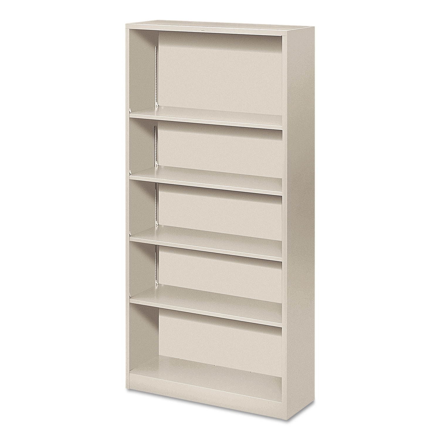 HON Metal Bookcase, FiveShelf, 34.5w x 12.63d x 71h, Light Gray
