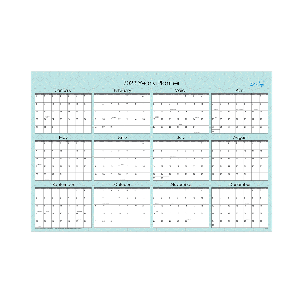 Blue Sky Monthly Calendar, 36" x 24", Picadilly, January To December