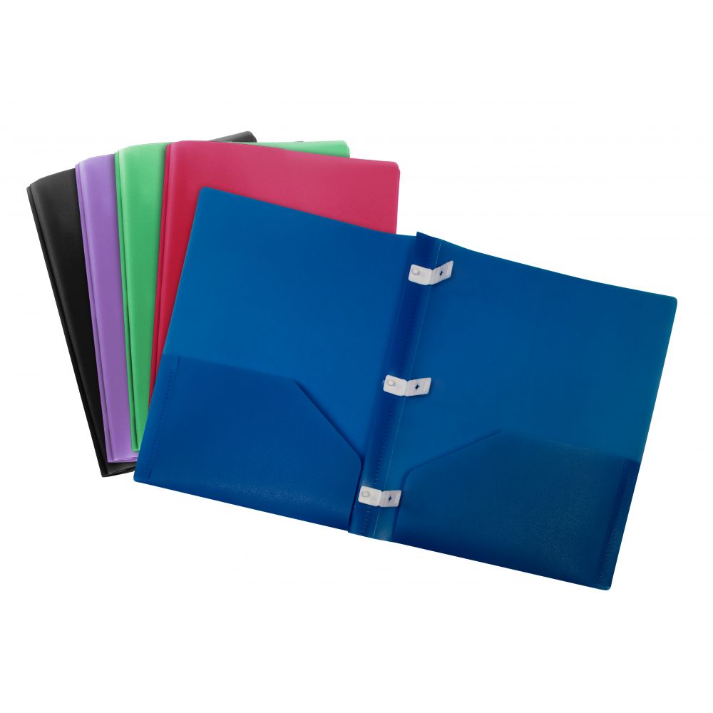 Storex Thicker Poly Twopocket folder with Plastic Prongs