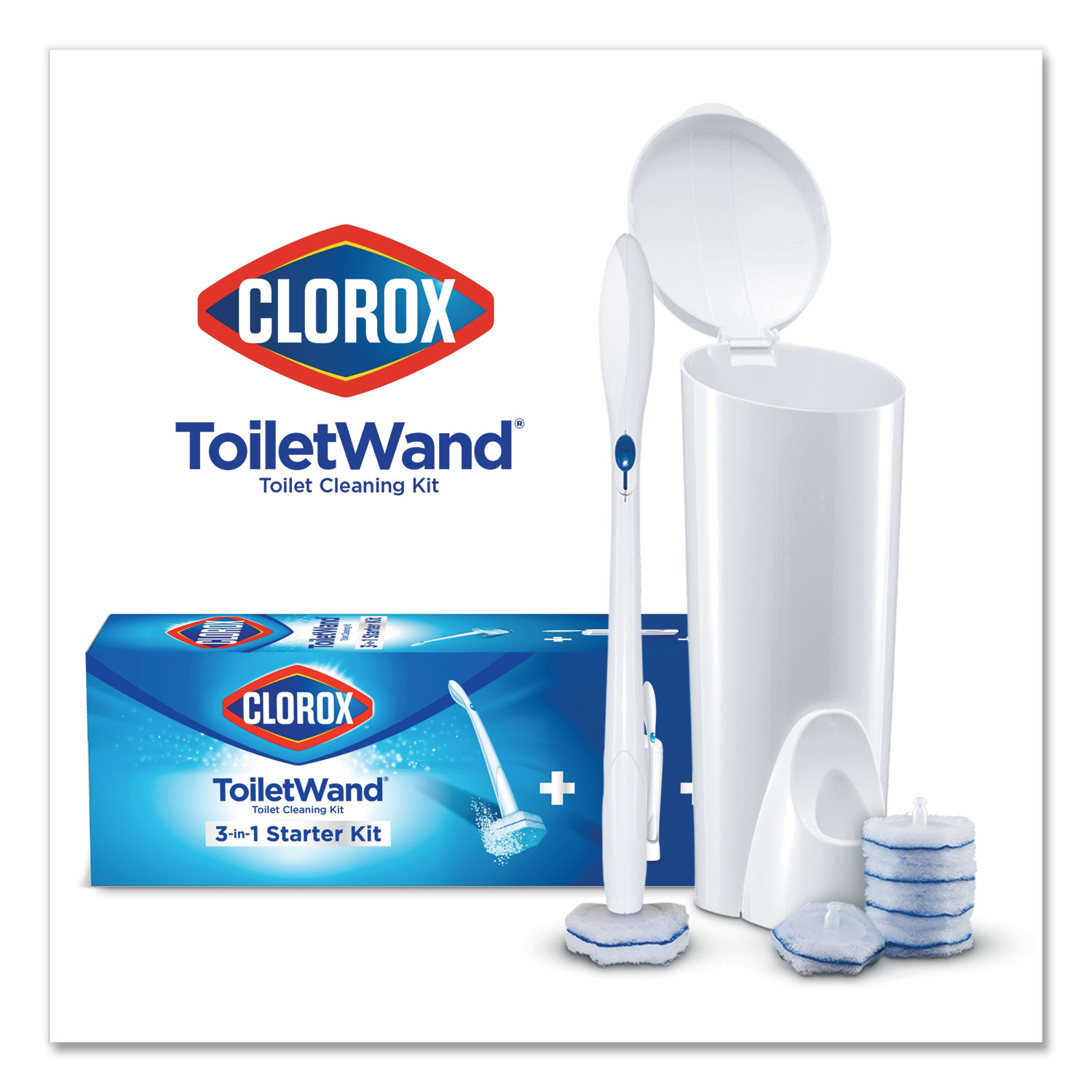 Clorox Toilet Wand Disposable Toilet Cleaning Kit Handle, Caddy and