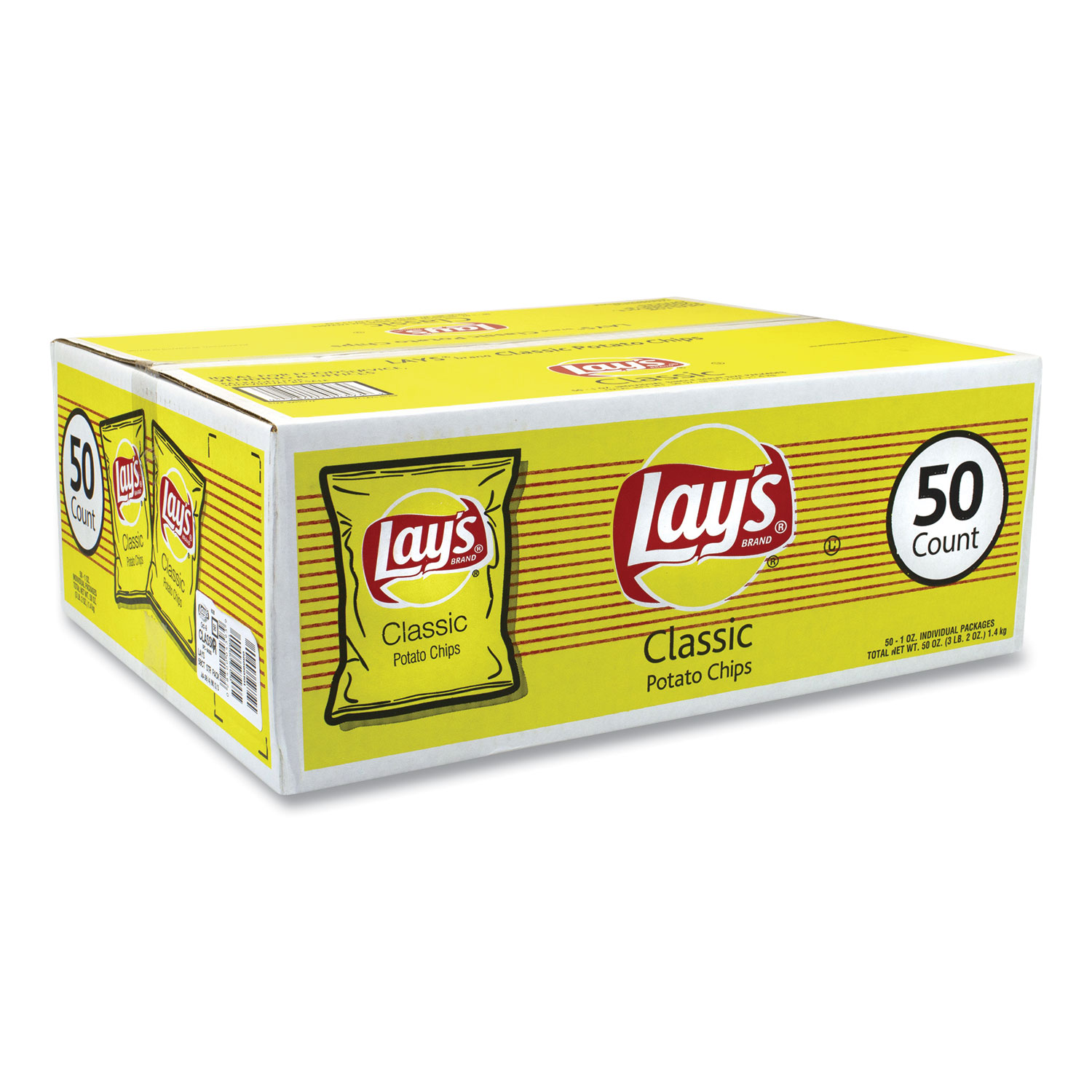 Lay's Regular Potato Chips, 1 oz Bag, 50/Carton