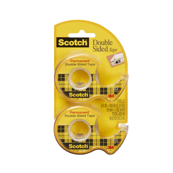 Scotch 237 Permanent DoubleSided Tape, 3/4" x 300", Clear, Pack of 2 rolls