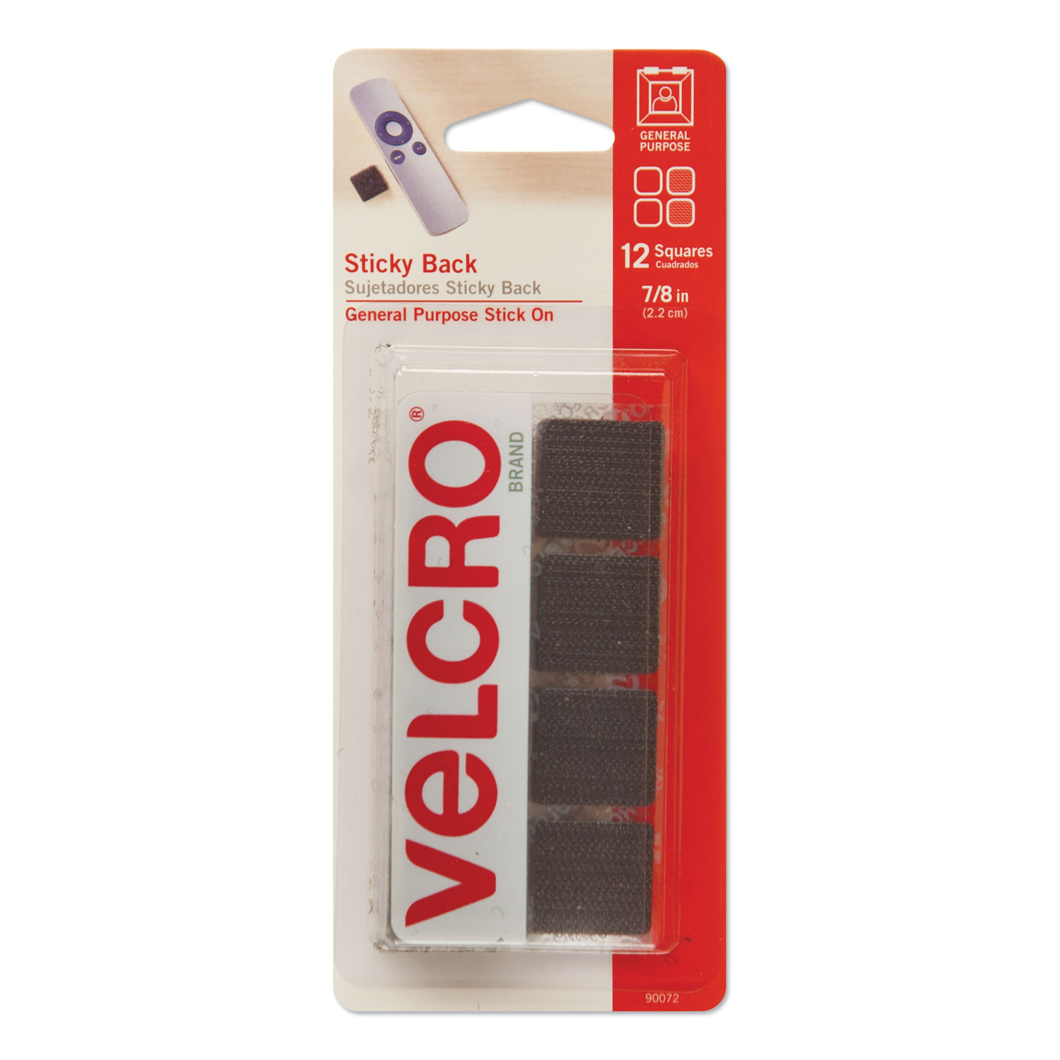 VELCRO Brand StickyBack Fasteners, Removable Adhesive, 0.88" x 0.88