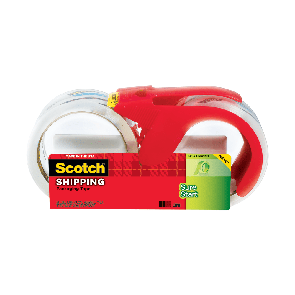 Scotch Sure Start Shipping Tape With Dispenser 1 7 8 X 38 2 Yd