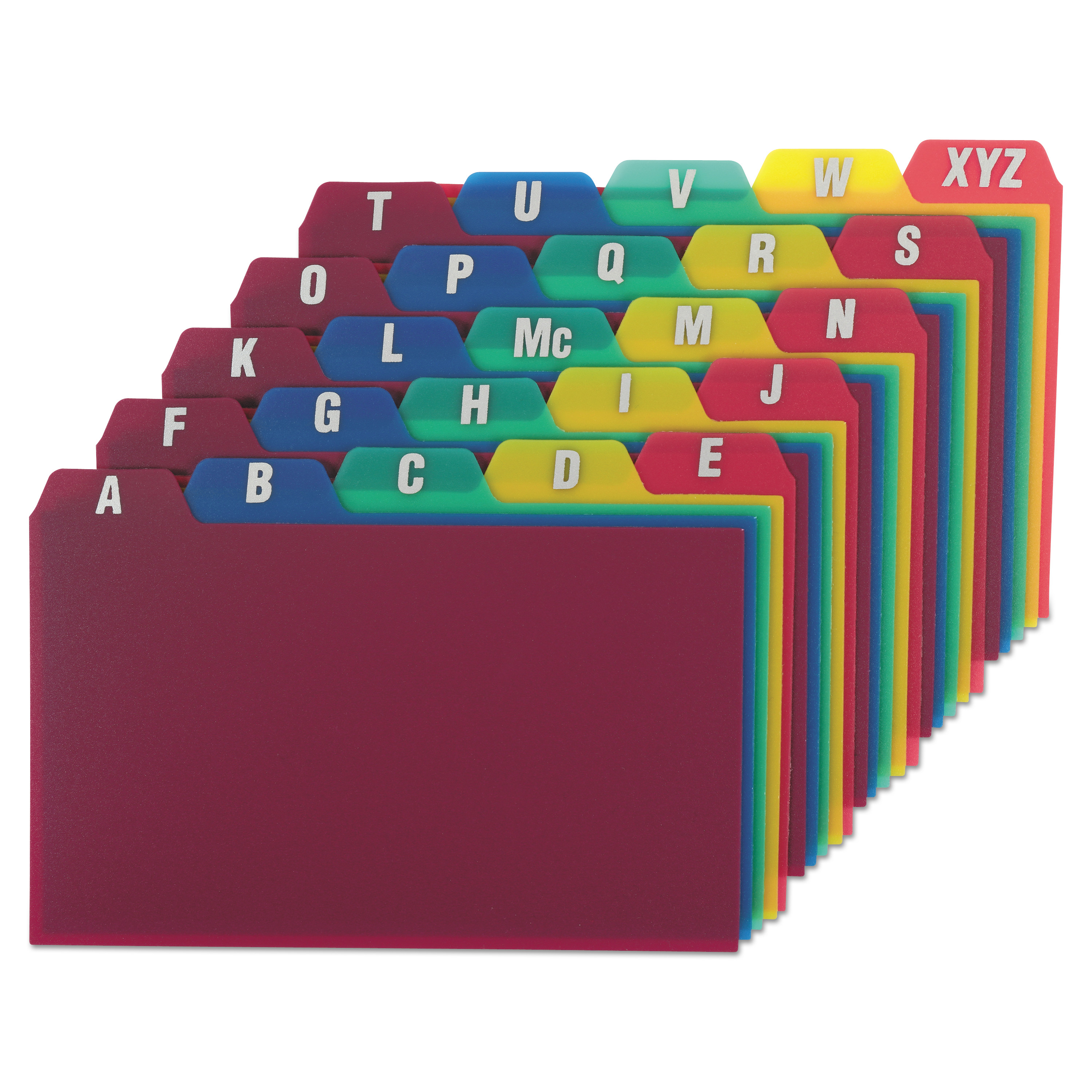 Oxford Durable Poly AZ Card Guides, 1/5Cut Top Tab, A to Z, 3 x 5