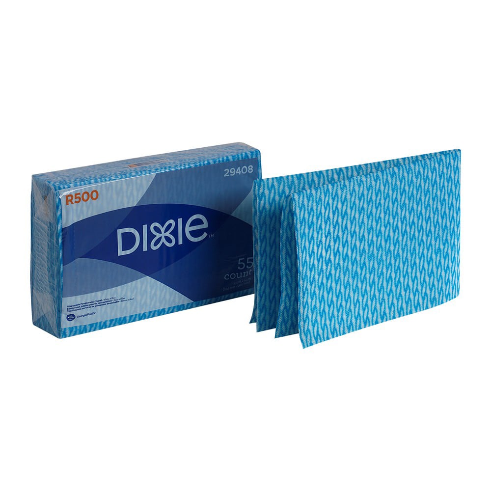 GP Pro Dixie R500 Disposable Food Service Towels, White/Blue, 55 Sheets Per Pack, Case Of 6
