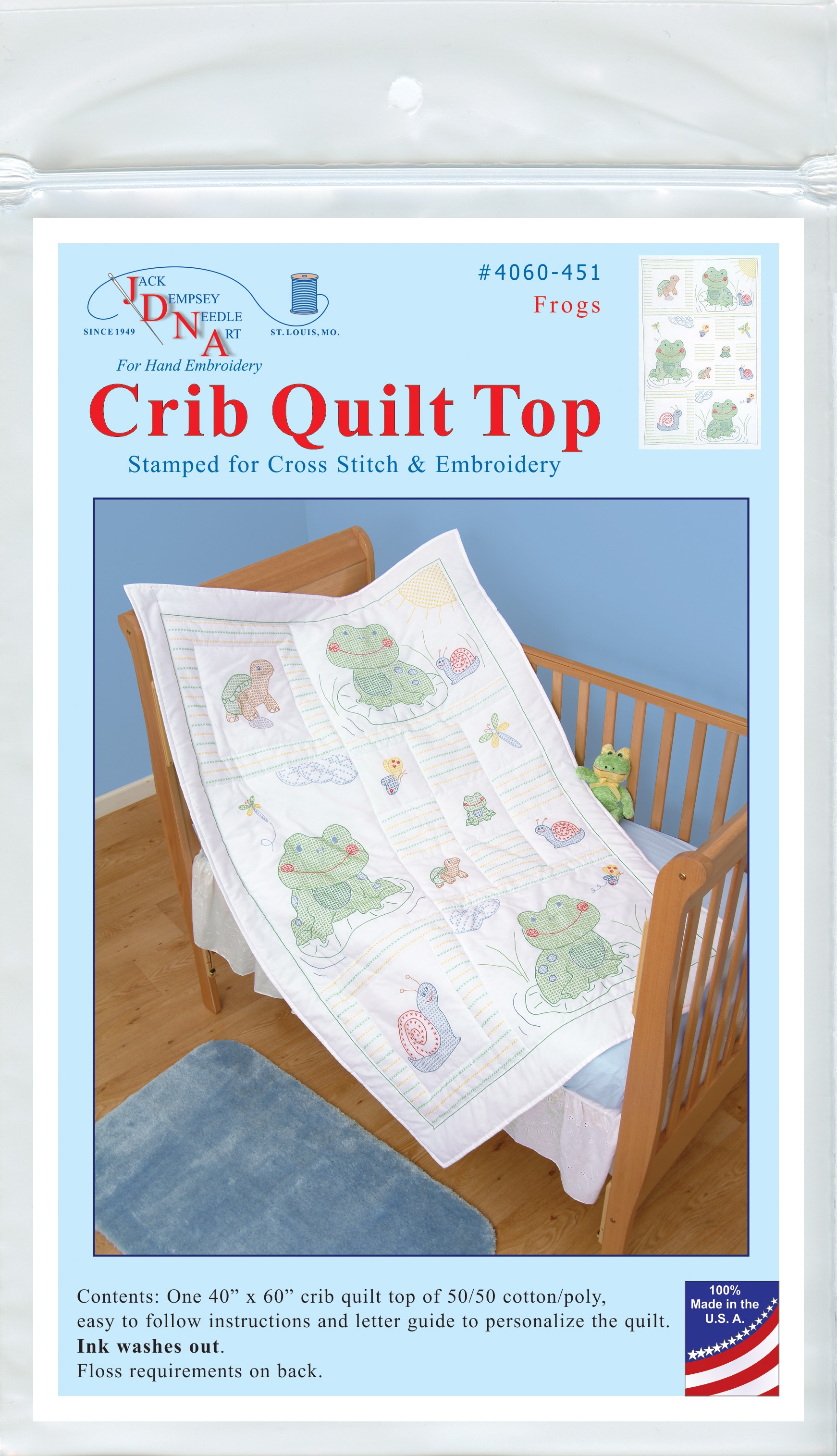 Jack Dempsey Top Per Trapunta Da Parete O Lap Quilt | God Bless America | Misto Cotone 91x36 Cm | Con Stampa Lavabile
