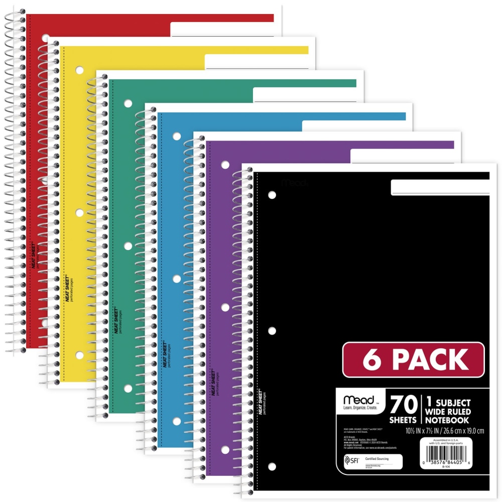 Netnote Books Mead Spiral Notebooks, 7-1/2
