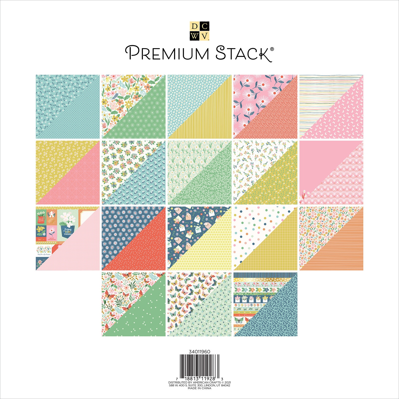 DCWV Card Stock 12x12 Premium Printed Stack - Watercolor Designs Double-Sided 36 Sheets