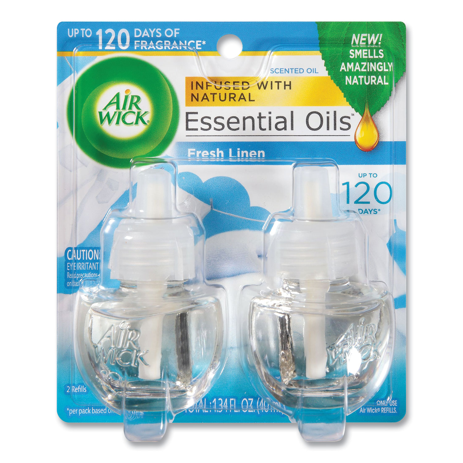 Air Wick Scented Oil Twin Refill, Fresh Linen, 0.67 oz, 2/Pack, 6