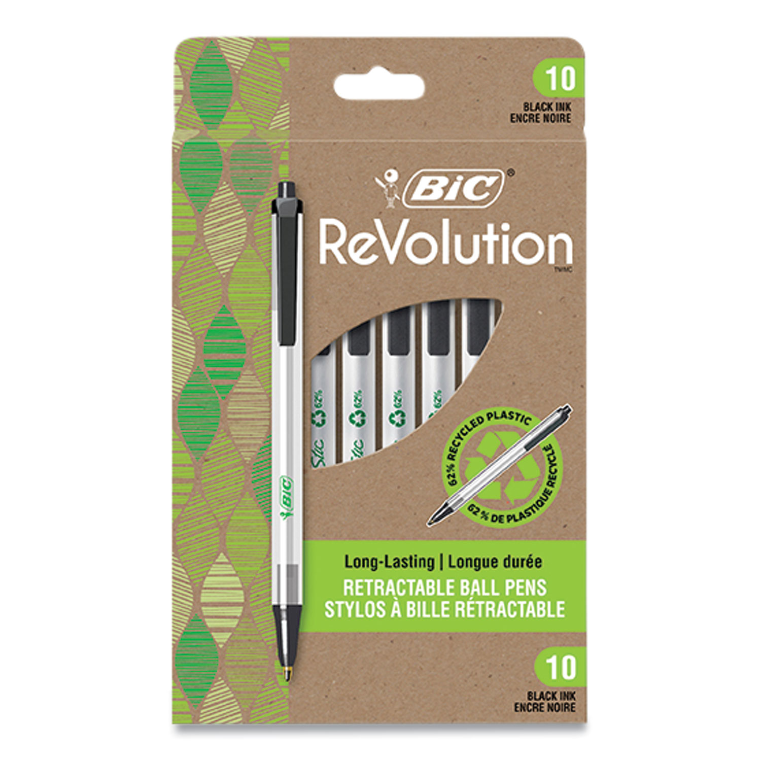 BIC Ecolutions Ball Pens - Medium Point 1.0mm Black Ink, Made From Ocean-Bound Plastic