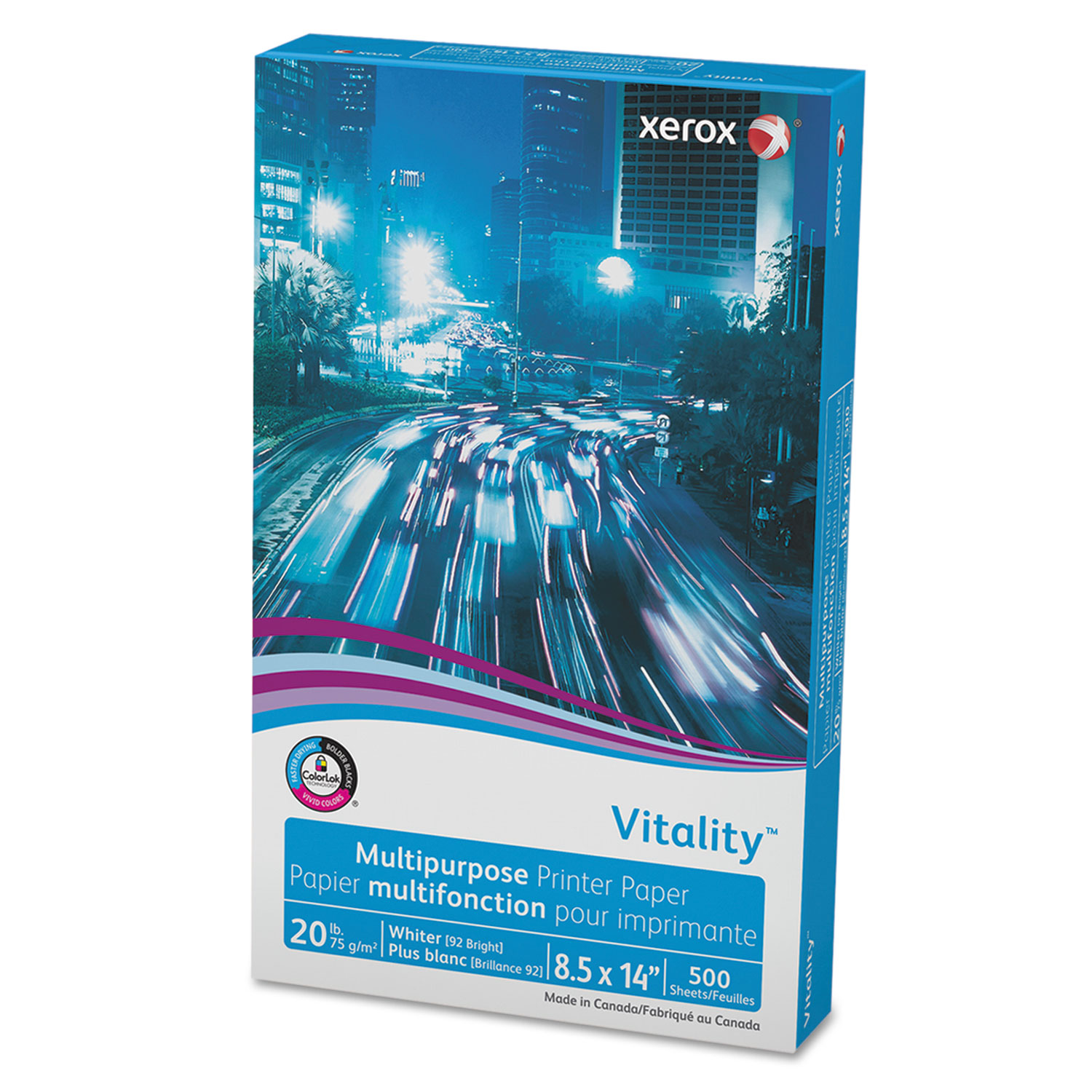 Xerox Vitality Multipurpose Printer Paper, 92 Brightness, 20 lb, 8 1/2