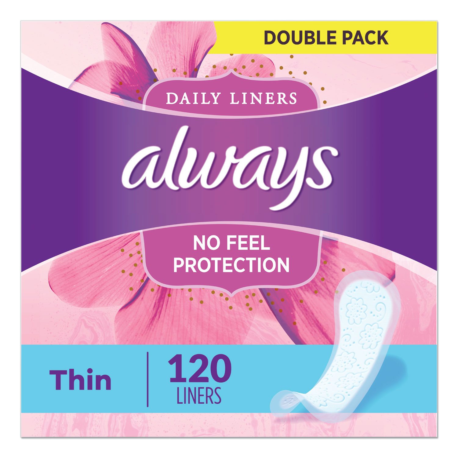 Always Thin Daily Panty Liners, Regular, 120/Pack
