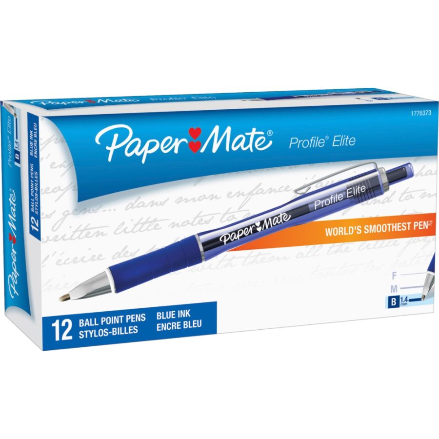 Paper Mate Profile Elite Retractable Ballpoint Pen, Bold 1.4mm, Blue