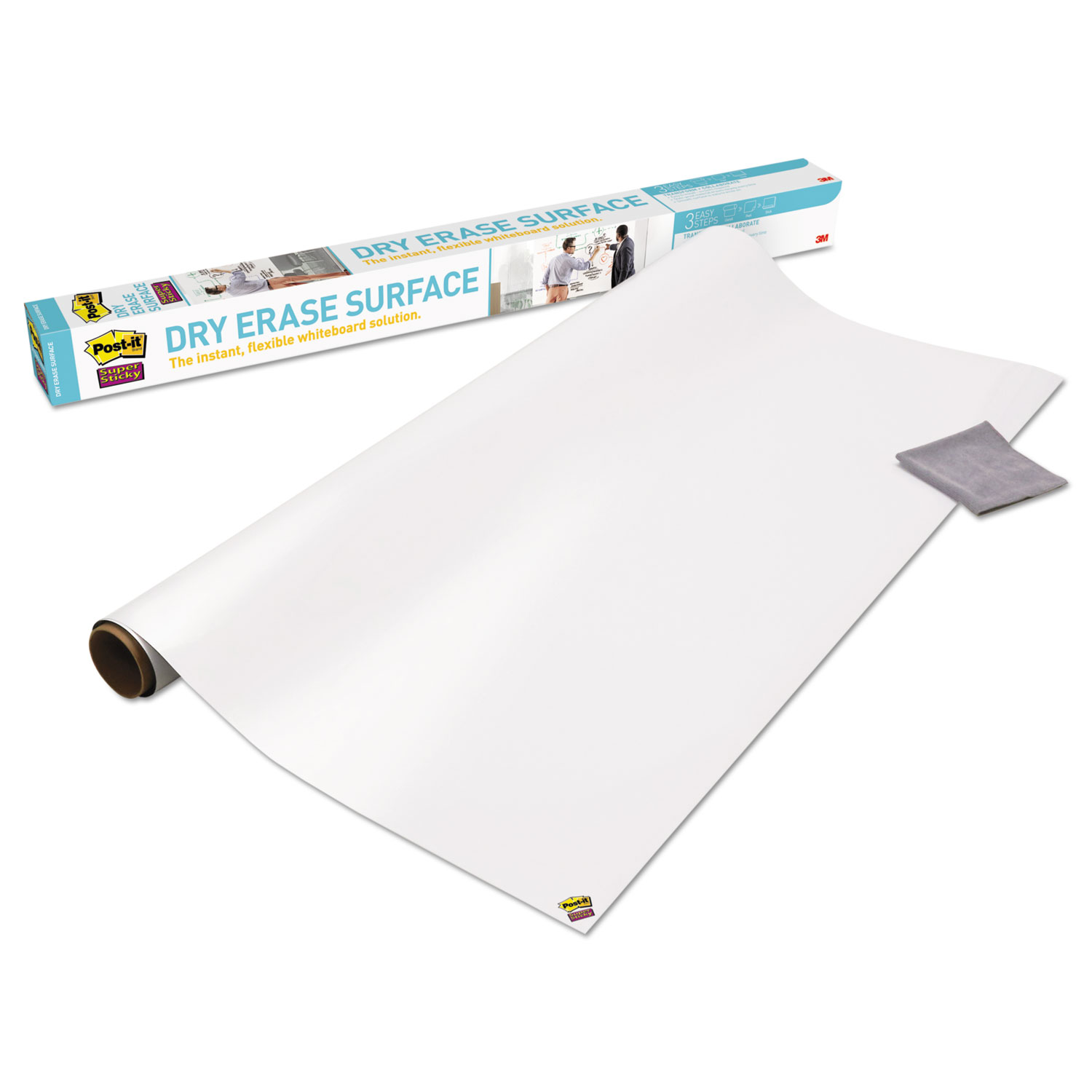 Postit Dry Erase Surface with Adhesive Backing, 72" x 48", White