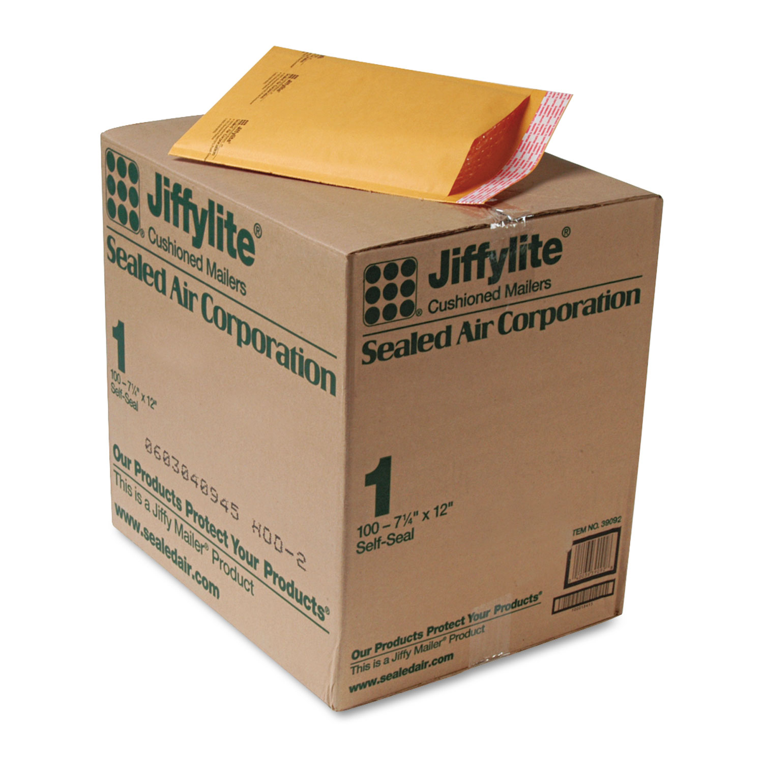Sealed Air Jiffylite SelfSeal Bubble Mailer, 1, Barrier Bubble Air