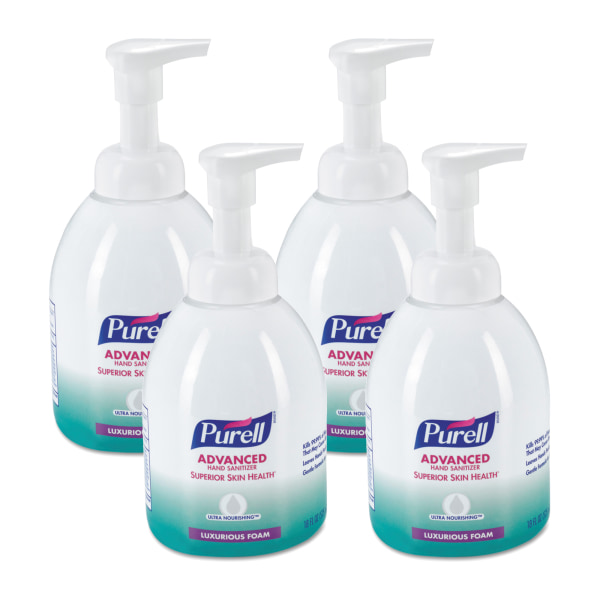 Purell Advanced Hand Sanitizer Ultra Nourishing Luxurious Foam, 18 Oz, Pack Of 4 Bottles