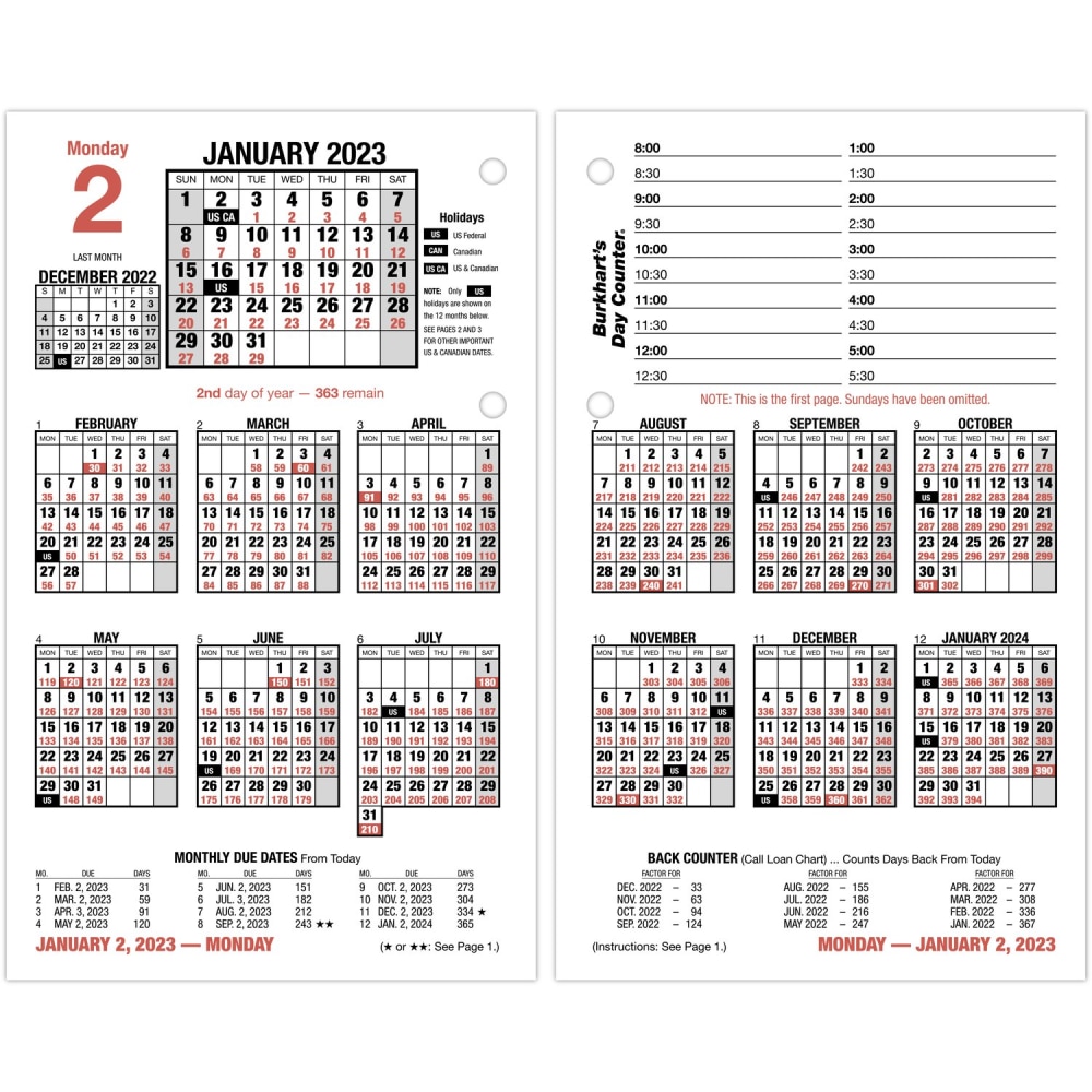 AT-A-GLANCE Burkhart's Day Counter 2023 RY Daily Loose-Leaf Desk Calendar Refill, Large, 4 1/2 at-a-glance-burkhart-s-day-counter-2023-ry-daily-loose-leaf-desk-calendar-refill-large-4-1-2-x-7-1-2-officesupply-com