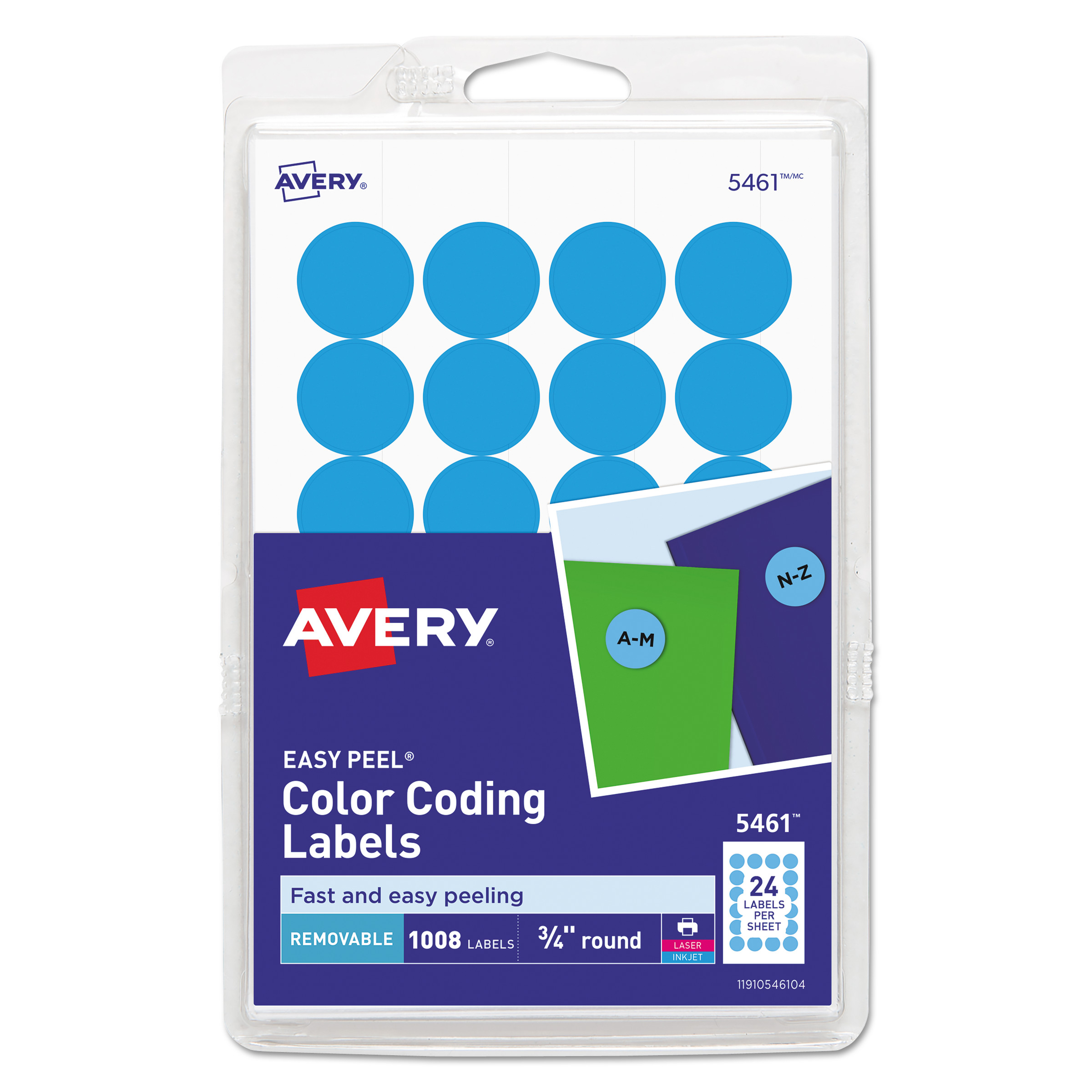 Avery Printable Self-Adhesive Removable Color-Coding Labels, 0.75" dia ...