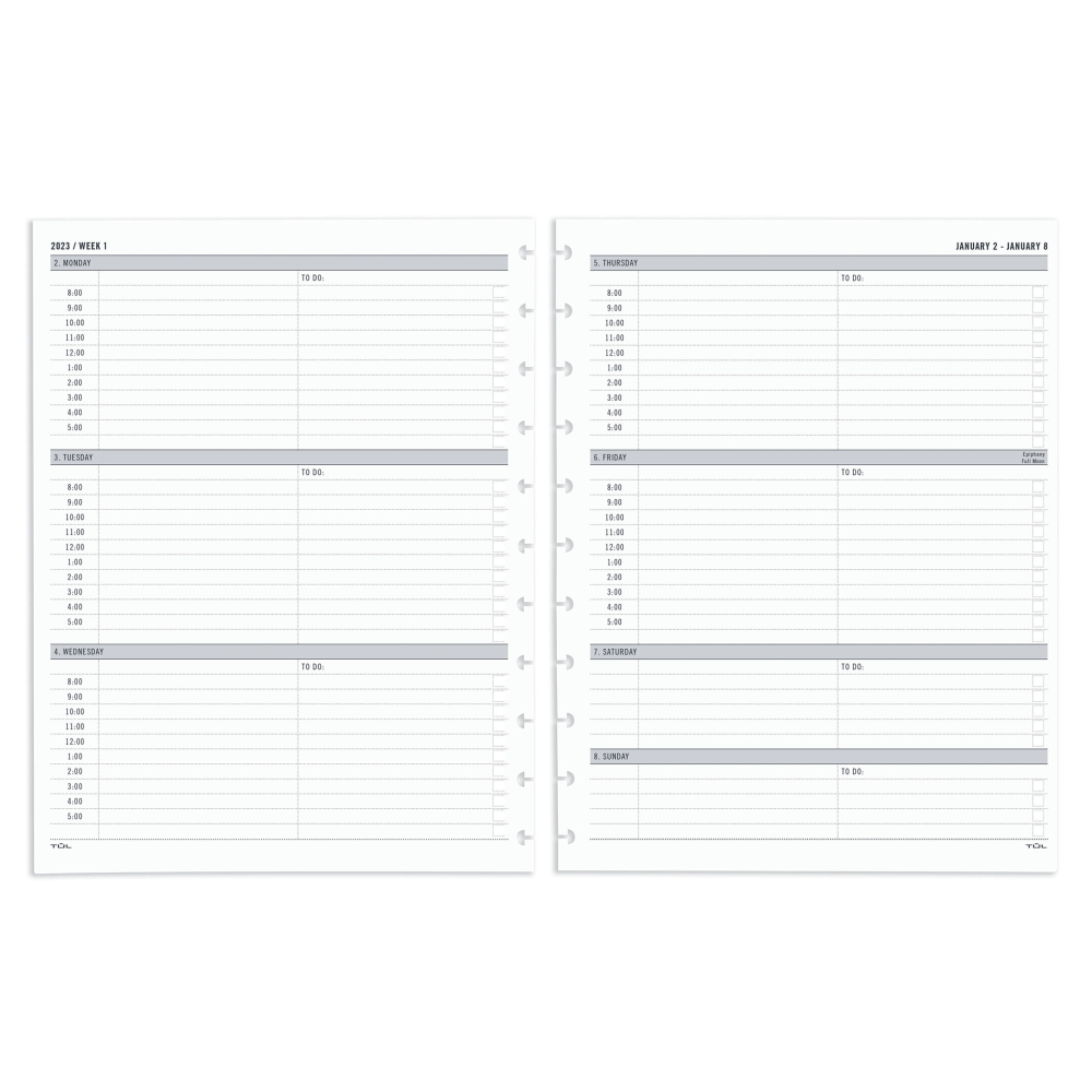 TUL Discbound Weekly Refill Pages, Timed, Letter Size, January To