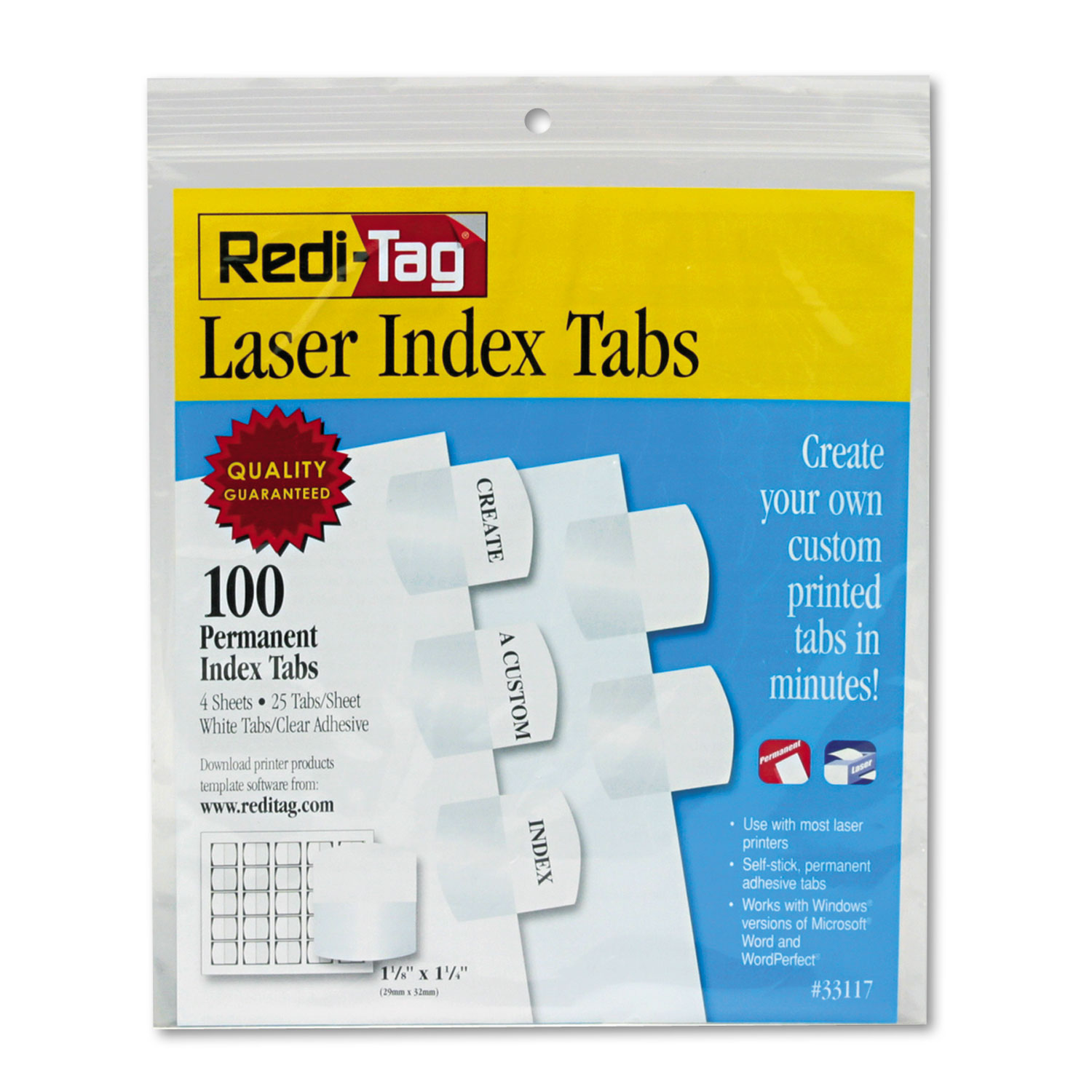 Redi Tag Laser Printable Index Tabs 1 5 Cut Tabs White 1 13 Wide 